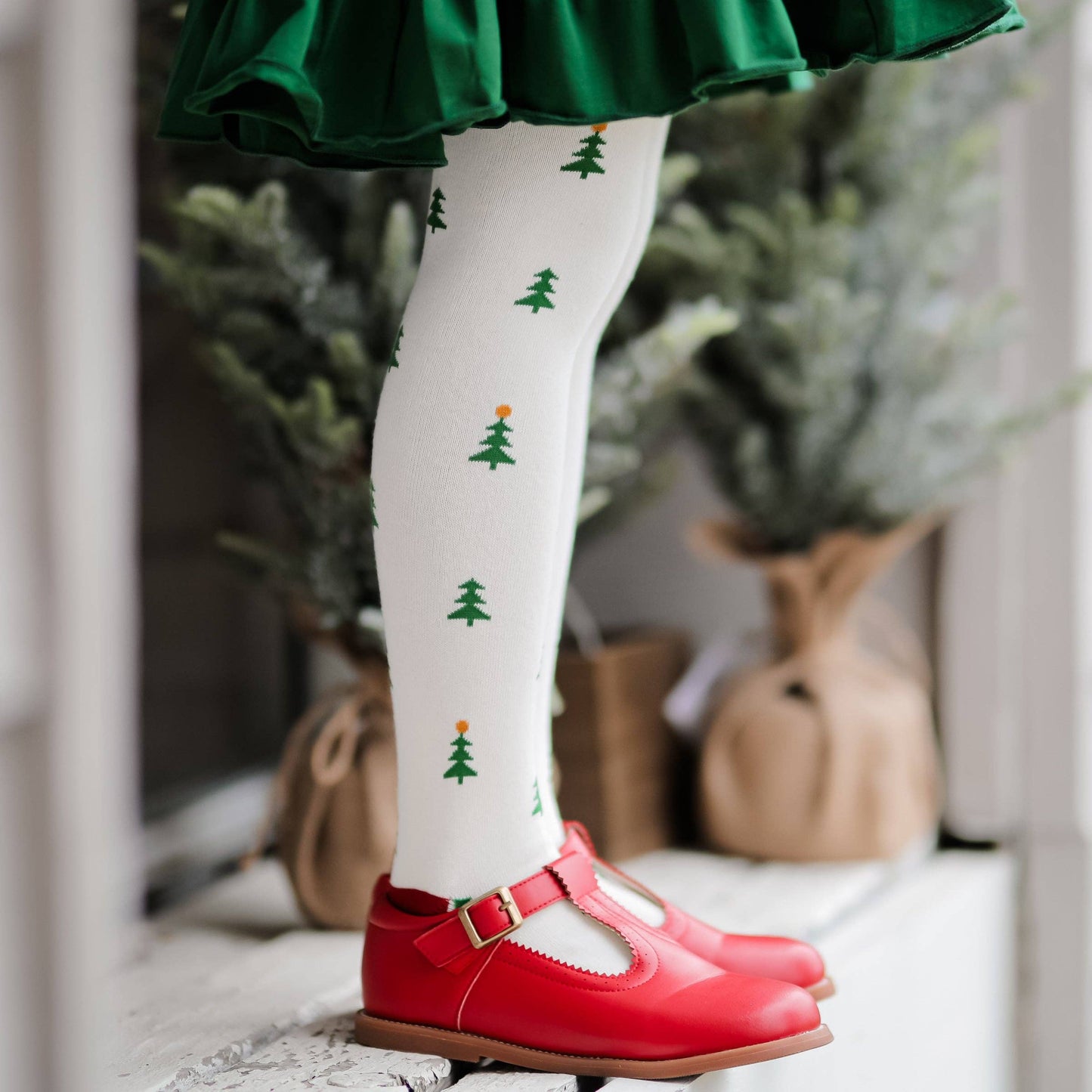 Christmas Tree Knit Tights