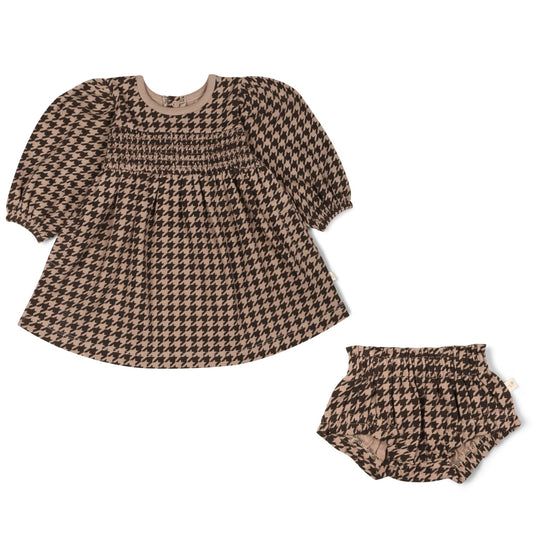 Houndstooth Smocked Dress