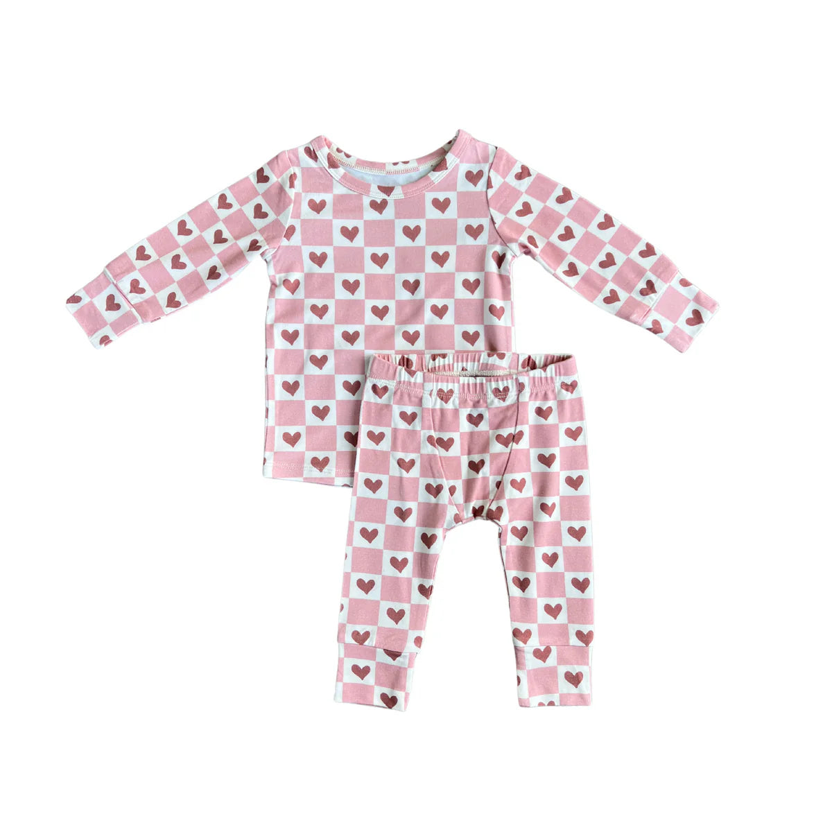 Checkered Girls Hearts Bamboo Set