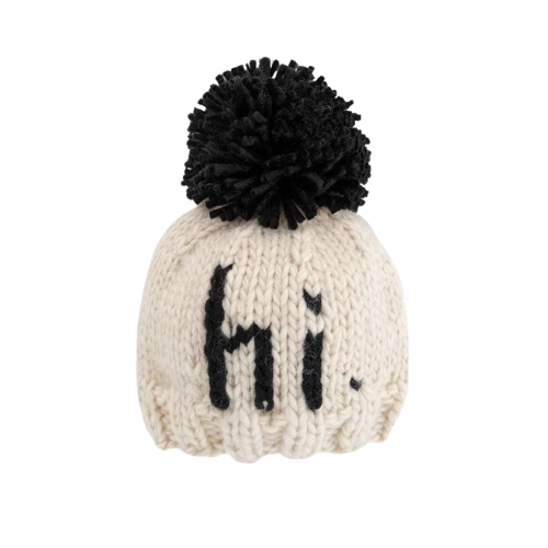 hi. Black Hand Knit Beanie Hat