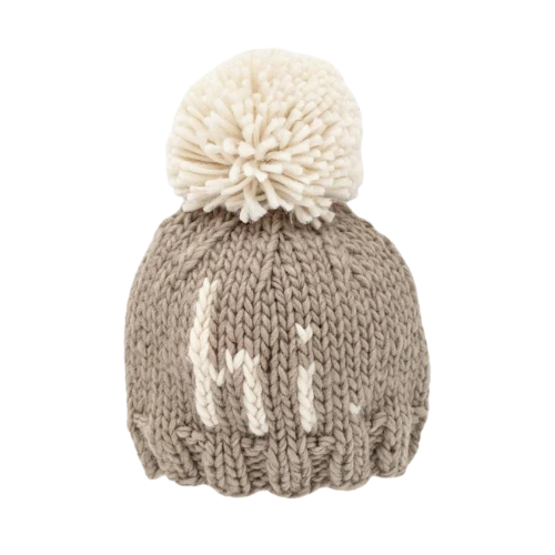 hi. Pebble Brown Hand Knit Beanie Hat