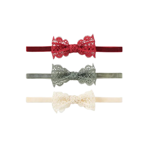 Velvet and Lace Christmas Bow Trio