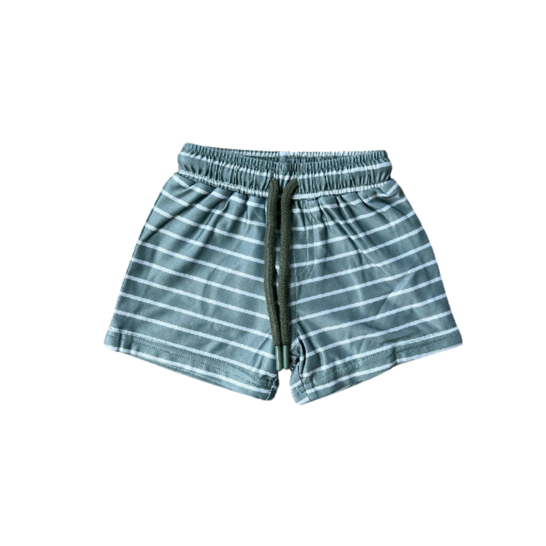 Sage Stripe Swim Shorts