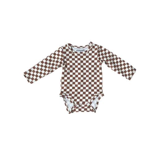 Toffee Check Bamboo Bodysuit