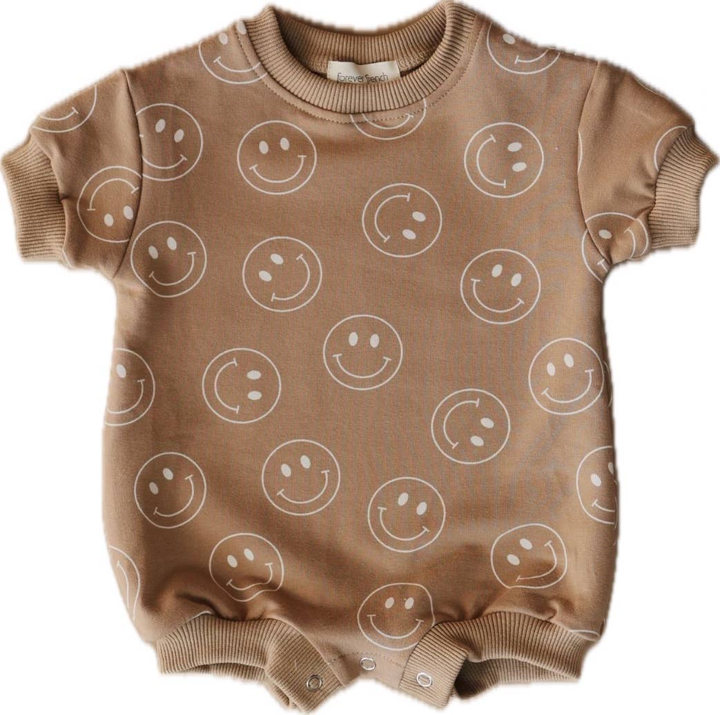 Tan Smiley Sweatshirt Romper