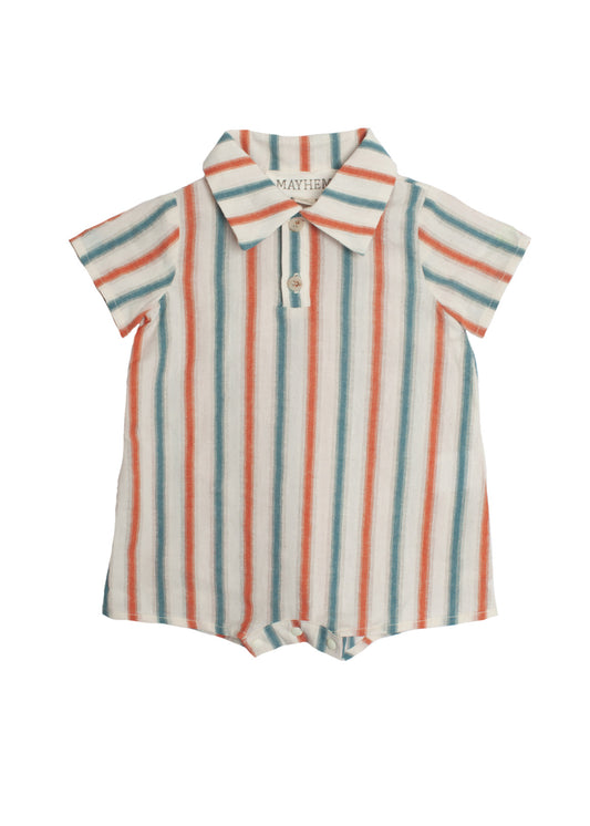 Retro Stripes Collared Romper